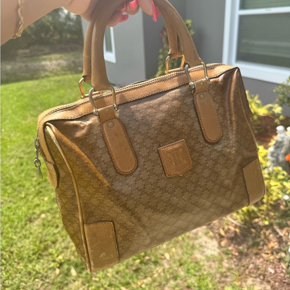 Celine Brown Monogram Boston-Style Top-Handle Bag - Picture 3 of 12